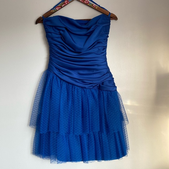 Handmade Dresses & Skirts - 💙🦋Vintage blue prom/formal mini dress handmade womens/youth/junior size 6.